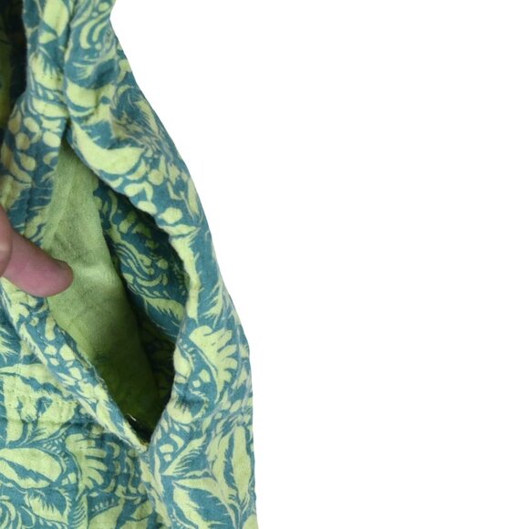 SOFT SURROUNDINGS Double Gauze Cotton Button Up Top Green Leaf Print Boho XL - Picture 8 of 9